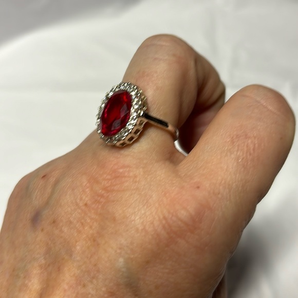 Ruby Cocktail Ring Ruby Cluster Ring 5 Ct Ruby Silver Ring Ruby Engagement Ring - Picture 7 of 9